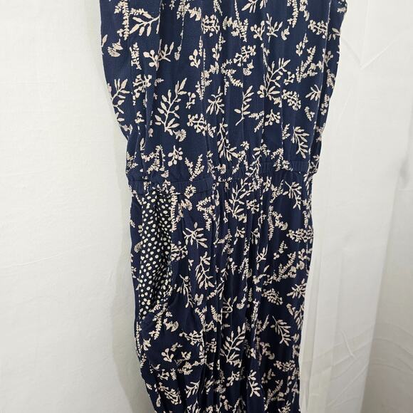 Lucky Brand Womens Floral Blue Jumpsuit Romper Sleeveless Halter Size XS Pocket - Picture 3 of 13